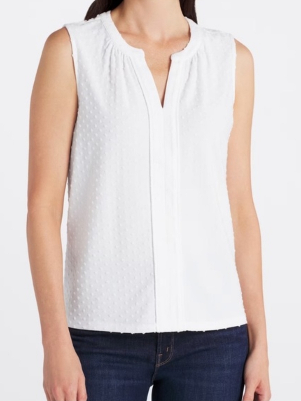 NWT Les Serein Murinah Textured Split Neck Top Size L